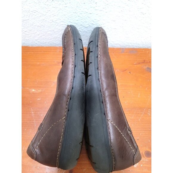Clarks Unstructured Un Softwalk Brown Leather Slip-On Comfort Flats Women's Shoe - Picture 8 of 13